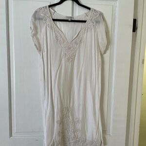White summer cotton dress with embroidery